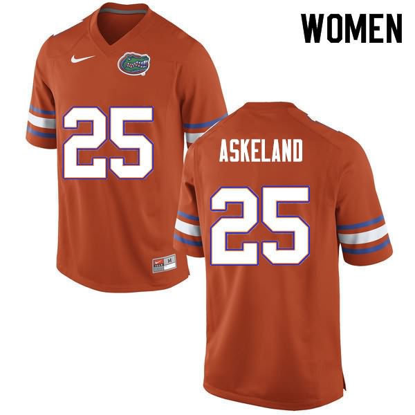 NCAA Florida Gators Erik Askeland Women's #25 Nike Orange Stitched Authentic College Football Jersey NOO4464KC